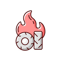 Burning tires RGB color icon. Tire fire emissions include dangerous pollutants such as carbon monoxide and oxides of nitrogen. Car leftovers. Isolated vector illustration