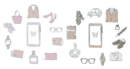 Men's and Woman's lifestyle online shopping set