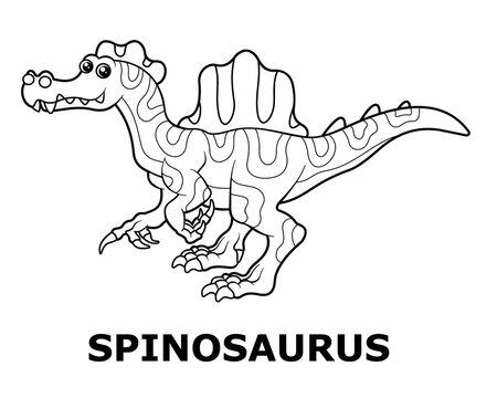 Vector illustration of cartoon dinosaur - Coloring book. Isolated cute outline spinosaurus on the white background.