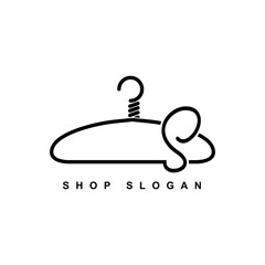 illustration of minimalist botique logo design . the elegant wire hanger icon