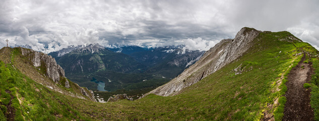 Naklejka na ściany i meble Panorama view Grubigstein mountain in Tyrol, Austria