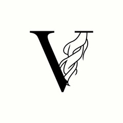logo letter v with icon beauty hair vector design	