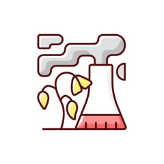 Wilting plants RGB color icon. Loss of rigidity of non woody parts of plants pollutions earth atmosphere. Dead flower organic leftovers. Isolated vector illustration