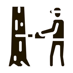 tree felling worker glyph icon vector. tree felling worker sign. isolated symbol illustration