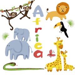 Naklejka premium animals africa child set 