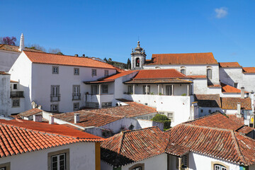 architecture of Obidos, beautiful medieval town, very popular tourist destination near Lisbon in Portugal