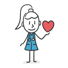 Medical stick woman. Concept of woman working to improve the health of others