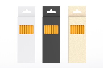 box pencil package set of blank euroslot mockup 3d render
