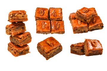 Tasty baklava isolated on white background.