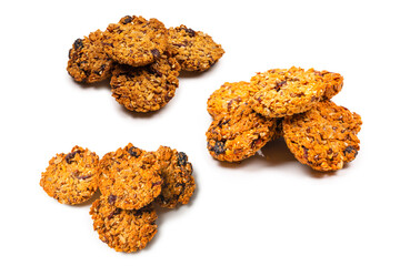 Granola cookies isolated on white background.