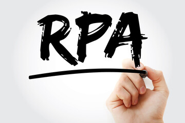 RPA - Robotic Process Automatisation acronym with marker, technology concept background