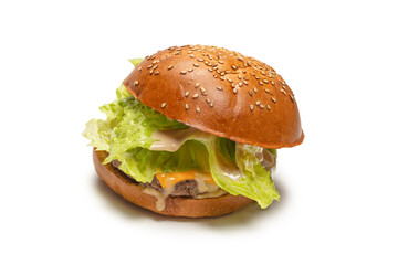 Hamburger isolated on a white background.