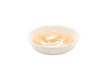 Mushroom sauce in a bowl isolated on white background.