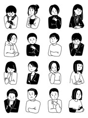 考えたり悩んだりする老若男女
