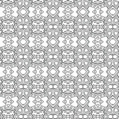 Geometric vector pattern with triangular elements. Seamless abstract ornament for wallpapers and backgrounds. Black and white colors.
