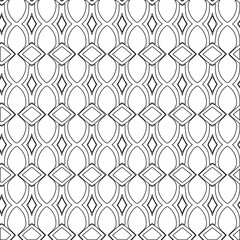 Geometric vector pattern with triangular elements. Seamless abstract ornament for wallpapers and backgrounds. Black and white colors.
