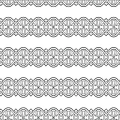 Geometric vector pattern with triangular elements. Seamless abstract ornament for wallpapers and backgrounds. Black and white colors.
