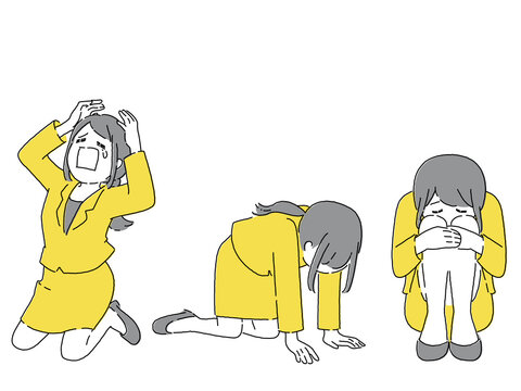 落ち込む女性　3人セット
