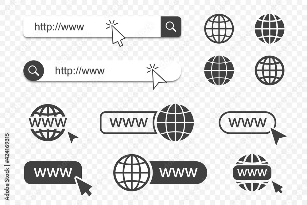 Aufkleber Set of website icons on a transparent background