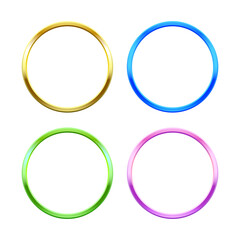 Golden, blue, green, pink frames vector illustration set