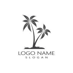 Fototapeta premium Palm tree summer logo template vector illustration