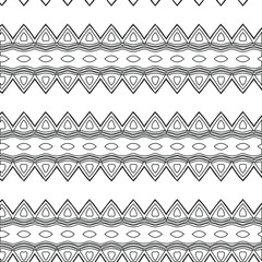 Geometric vector pattern with triangular elements. Seamless abstract ornament for wallpapers and backgrounds. Black and white colors.

