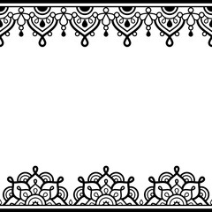 Mehndi - Indian henna tattoo style vector greeting card or invitation design pattern with mandalas and geometric shapes
