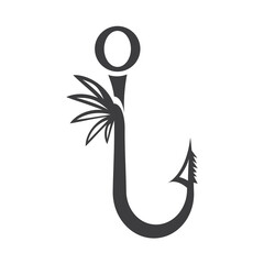 Fishing hook Silhouette. Vector illustration of fishing hook icon. Fishing bait. Great for fishing shop design.