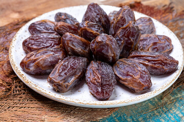 Dried sweet sugar free dates medjoul fruits from Israel