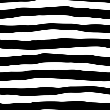 Hand drawn seamless pattern with ink stripes in black and white. Brush stroke vector background. Trendy monochrome vector seamless pattern for wrapping paper and prints