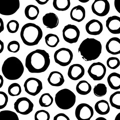 Polka dot seamless vector pattern. Trendy black and white pattern for wallpaper, textile and prints. Contemporary abstract vector illustration. Modern vector backdrop in grunge style