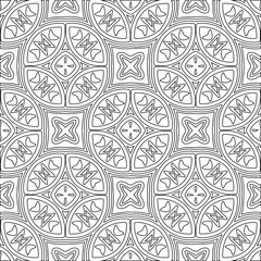 Geometric vector pattern with triangular elements. Seamless abstract ornament for wallpapers and backgrounds. Black and white colors.
