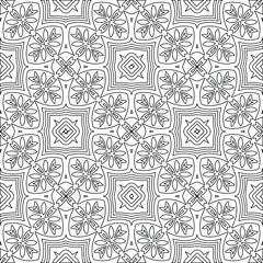 Geometric vector pattern with triangular elements. Seamless abstract ornament for wallpapers and backgrounds. Black and white colors.
