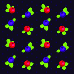 Seamless pattern with blueberries and cranberrie