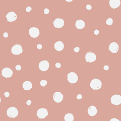 Hand painted abstract seamless pattern with inky dots and brush strokes. Modern vector background with ink circles for wrapping paper, prints and textile. Contemporary backdrop in grunge style