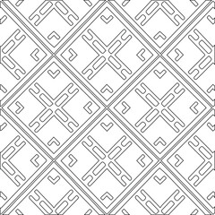 Geometric vector pattern with triangular elements. Seamless abstract ornament for wallpapers and backgrounds. Black and white colors.
