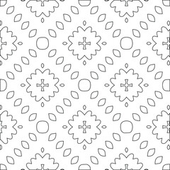Geometric vector pattern with triangular elements. Seamless abstract ornament for wallpapers and backgrounds. Black and white colors.
