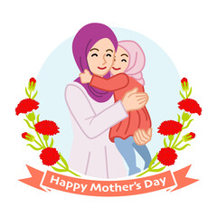 Mother hugging a daughter, Muslim - Mother's day clip art