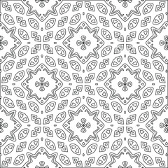 Geometric vector pattern with triangular elements. Seamless abstract ornament for wallpapers and backgrounds. Black and white colors.
