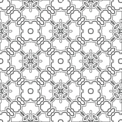 Geometric vector pattern with triangular elements. Seamless abstract ornament for wallpapers and backgrounds. Black and white colors.

