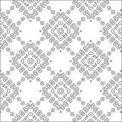 Geometric vector pattern with triangular elements. Seamless abstract ornament for wallpapers and backgrounds. Black and white colors.
