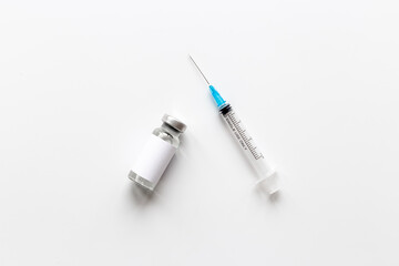 Vaccine in vial bottle with syringe. Vaccination concept