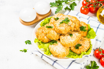 Chicken cutlet in the plate.