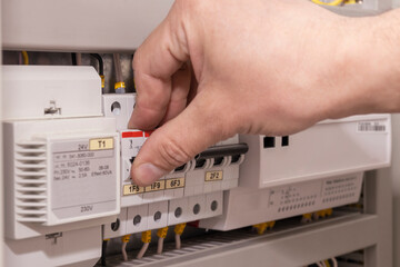 Electrician engineer includes a circuit breaker in the electrical control circuit . Smart home.
