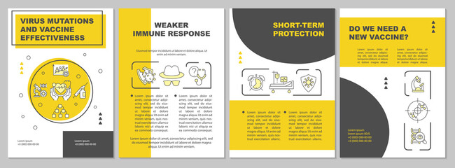 Vaccine effectiveness brochure template. Weak immune response. Flyer, booklet, leaflet print, cover design with linear icons. Vector layouts for presentation, annual reports, advertisement pages