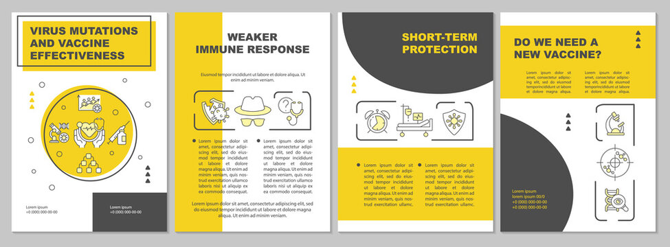 Vaccine Effectiveness Brochure Template. Weak Immune Response. Flyer, Booklet, Leaflet Print, Cover Design With Linear Icons. Vector Layouts For Presentation, Annual Reports, Advertisement Pages