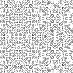 Geometric vector pattern with triangular elements. Seamless abstract ornament for wallpapers and backgrounds. Black and white colors.
