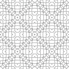 Fototapeta premium Geometric vector pattern with triangular elements. Seamless abstract ornament for wallpapers and backgrounds. Black and white colors. 