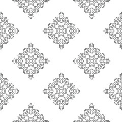Geometric vector pattern with triangular elements. Seamless abstract ornament for wallpapers and backgrounds. Black and white colors.
