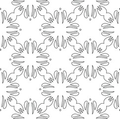 Geometric vector pattern with triangular elements. Seamless abstract ornament for wallpapers and backgrounds. Black and white colors.
